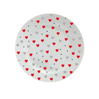 Prato de Porcelana 11cm Decorado - Corações