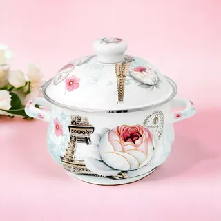 Caçarola Esmaltada Vintage 3,6L à Indução Com Tampa Paris