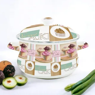 Caçarola Esmaltada Vintage 3,6L à Indução Com Tampa Cake