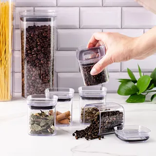 Kit 6 Potes Herméticos Organizadores Porta Temperos 150ml