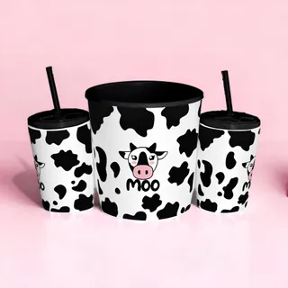 Kit Pipoca com 2 Copos e Balde - Moo Vaquinha