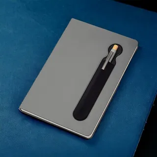 Caderno Capa Dura com Suporte de Caneta 80 Folhas Cinza