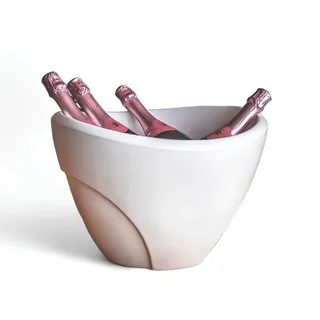 Champanheira Balde de Gelo Para 4 Garrafas 13L Parede Dupla Branca