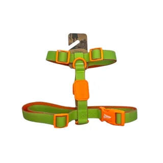 Peitoral Pet Ajustável para Todos Portes Acqua Wave Verde com Borracha Laranja