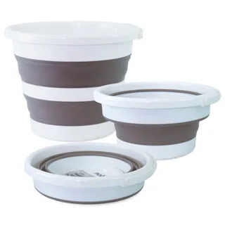 Balde Retrátil/Dobrável 12L  Branco com Cinza - Nobre