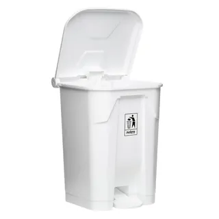Lixeira Plástica com Pedal 50L Branca Áreas Externas Grande - Nobre