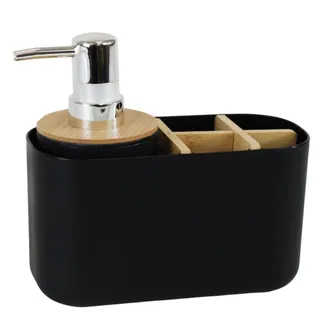 Organizador de Banheiro com Dispenser Pump 280ml Bambu Preto