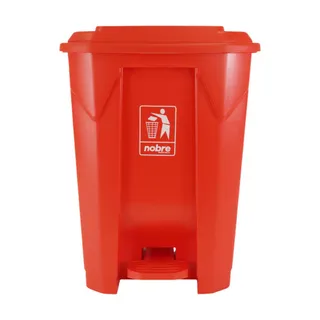 Lixeira Plástica com Pedal 50L Vermelha Grande Áreas Externas - Nobre