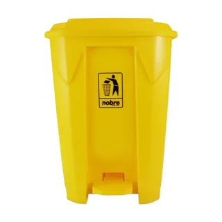 Lixeira Plástica com Pedal 50L Amarela Grande Áreas Externas - Nobre