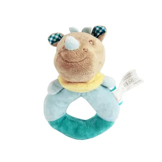 Pelúcia Chocalho Oval Rinoceronte Azul com Apito e Som Crocante