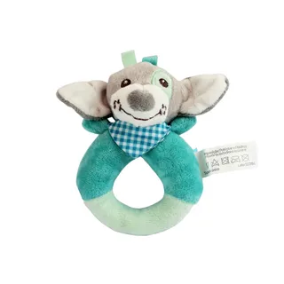 Pelúcia Chocalho Oval Cachorrinho Azul com Apito e Toque Suave