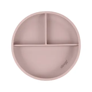 Prato de Silicone com Divisórias e Ventosa Rosa - Clingo