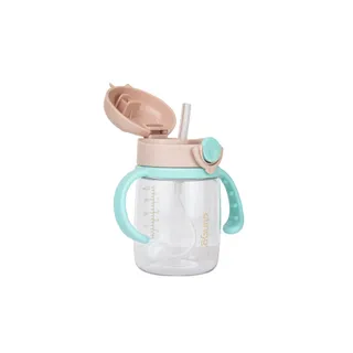 Copo de Transição com Canudo Colors Neutro – 220ml, Antivazamento