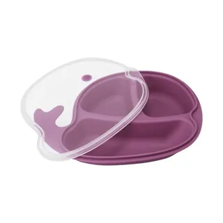 Prato Infantil Baleia Colors Rose Clingo Divisórias e Tampa Prático