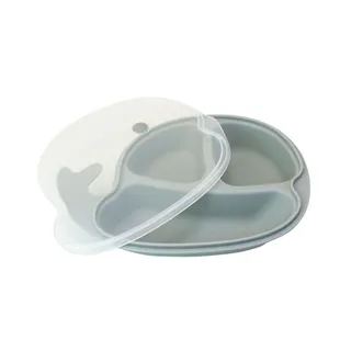 Prato Infantil com Divisória Clingo - Baleia Cinza
