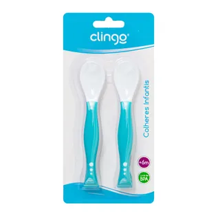 Colher Articulável Classic Azul - Dobrável, Ergonômica e Sensível ao Calor