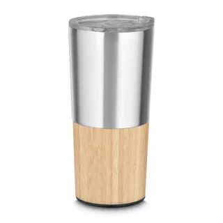 Copo Térmico Bambu em Aço Inox Parede Dupla 550ml Prata