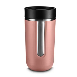 Copo Térmico com Tampa Aço Inox Parede Dupla 400ml Rosa