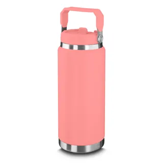 Garrafa Térmica Parede Dupla em Aço Inox Rosa 900ml com Alça