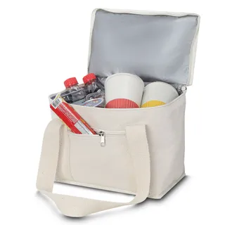 Bolsa Térmica em Algodão Branca com Bolso Frontal