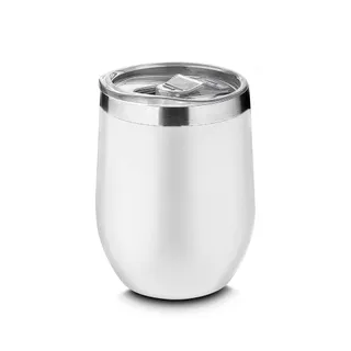 Copo Térmico em Inox Parede Dupla 350ml Branco Tampa Hermética
