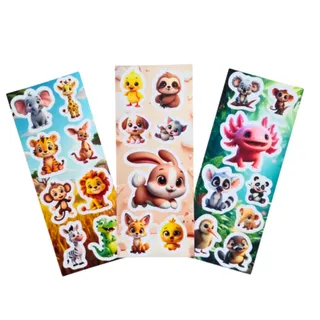 Conjunto 15 Cartelas de Adesivos Animais Diversos
