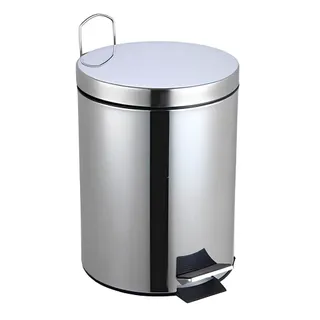 Lixeira Redonda de Chão em Inox 5 Litros com Pedal