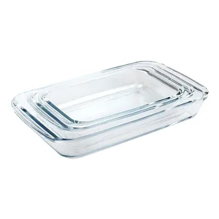 Conjunto 3 Travessas Retangulares em Vidro para Servir (1L+1,6L+2,2L)