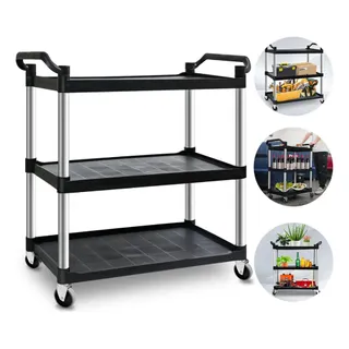 Carro Bandeja Triplex 3 Andares Multifuncional 150kg Preto - Nobre