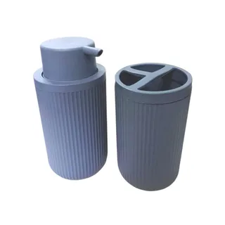 Conjunto para Banheiro 2 Peças Mood – Dispenser e Porta Escova Cinza