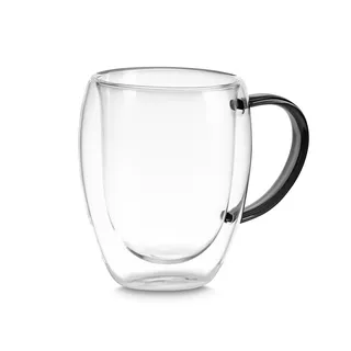 Xícara em Vidro Borossilicato Parede Dupla 350ml Preta