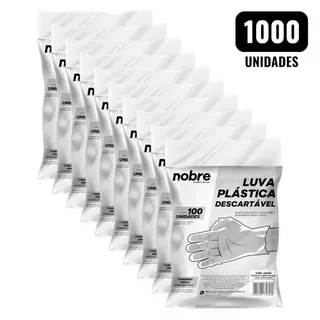 Kit 1000 Luvas Plásticas Descartáveis HDPE Nobre Tamanho Único Ambidestras