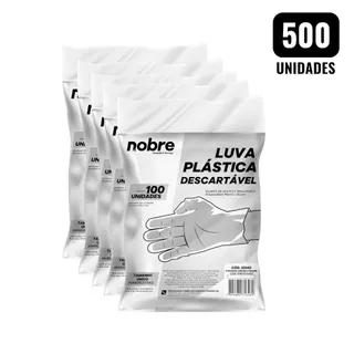 Kit 500 Luvas Plásticas Descartáveis HDPE Nobre Tamanho Único Ambidestras