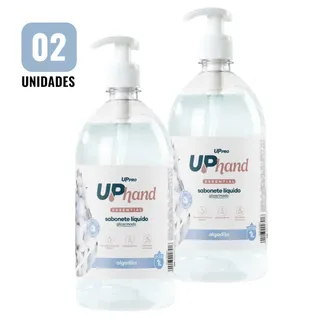 Kit 2 Sabonetes Líquidos Glicerinados 1L Algodão Up Hand c/ Pump Dispenser UPPRO