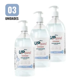 Kit 3 Sabonetes Líquidos Glicerinados 1L Algodão Up Hand c/ Pump Dispenser UPPRO