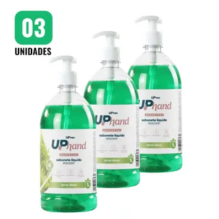 Kit 3 Sabonetes Líquidos Glicerinados 1L Erva Doce Up Hand c/ Pump Dispenser UPPRO