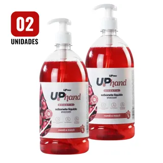 Kit 2 Sabonetes Líquidos Glicerinados 1L Romã e Maçã Up Hand c/ Pump Dispenser UPPRO