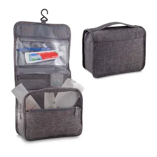 Necessaire Grande com Cabide Poliéster Cinza para Viagens