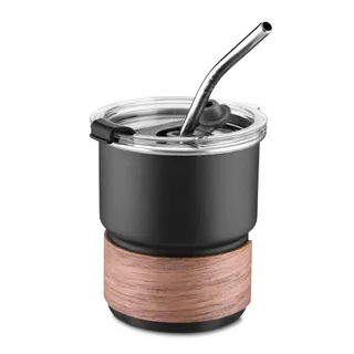 Copo de Café com Canudo em Inox Hermético 250ml Preto