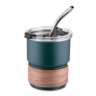 Copo de Café com Canudo em Inox Hermético 250ml Verde