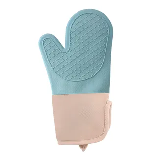 Luva de Silicone Térmica Resistente ao Calor com Forro de Algodão - Azul