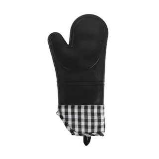 Luva de Silicone Térmica Resistente ao Calor Xadrez - Preta