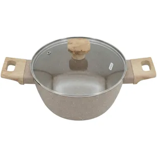 Panela Caçarola Indução Antiaderente Marble 20cm Cabo de Madeira