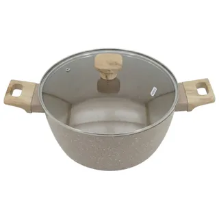 Panela Caçarola Indução Antiaderente Marble 24cm Cabo de Madeira