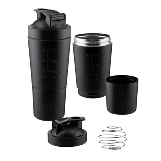 Garrafa Coqueteleira em Inox Preta 750ml Shake Gym