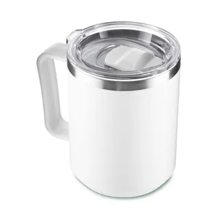 Caneca Térmica Café 450ml com Tampa Aço Inox Parede Dupla Branca