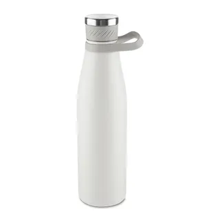 Garrafa Térmica Inox 750ml Parede Dupla Alça Silicone Cinza