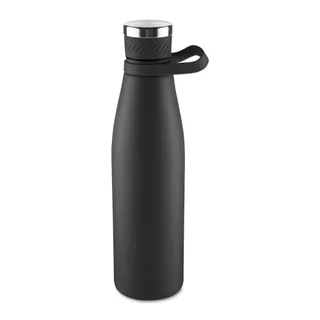 Garrafa Térmica Inox 750ml Parede Dupla Alça Silicone Preta