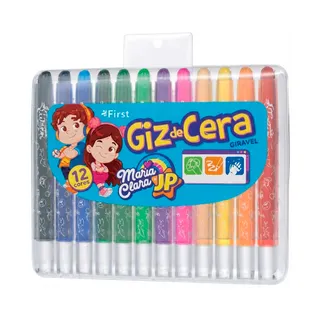 Giz de Cera Retrátil 12 Cores Maria Clara e JP Infantil Escolar