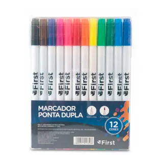 Marcador Brush Ponta Dupla 12 Cores Lettering e Desenho